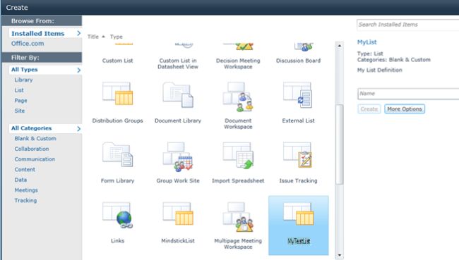 Installed Items template